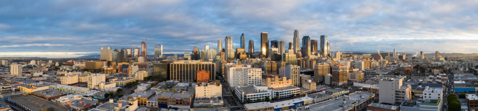 Aerial panorama Los Angeles Downtown all logos removed image