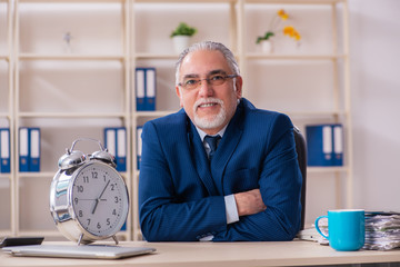 Aged male employee working in the office 