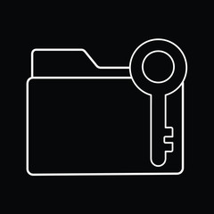 File folder line icon. Key access, lock, lcon