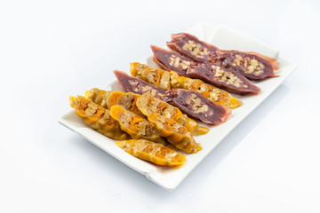 Tasty oriental sweets churchkhela , isolated on white, Georgia.