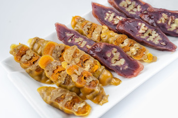Tasty oriental sweets churchkhela , isolated on white, Georgia.