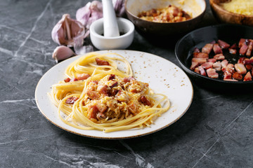 Spaghetti pasta alla carbonara