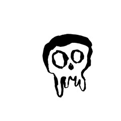 Skull icon. Grunge brush isolated skeleton. Vector illustration.