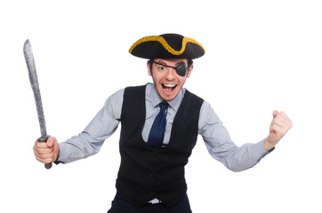 Businessman pirate isolated on white background