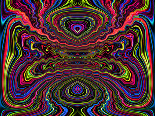 Color lines and curves creates fantastic pictures. Abstract painting - psychedelic pictures.