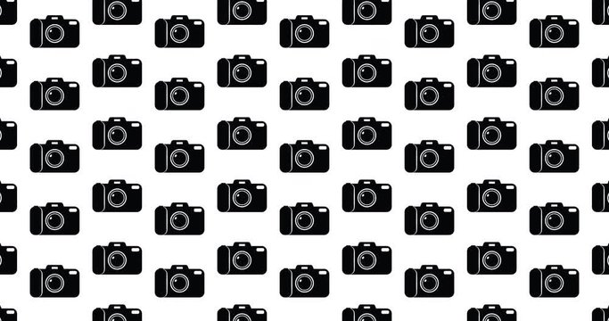 Cameras background clip motion backdrop video in a seamless repeating loop. Black & white photography & photographers themed camera pattern black & white background high definition motion video clip