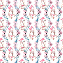 baby girl : watercolor seamless pattern / texture 