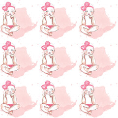 baby girl : watercolor seamless pattern / texture 
