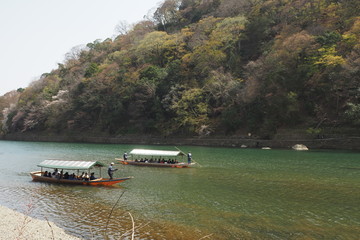 Naklejka premium Boat Katsura River, Arashiyama