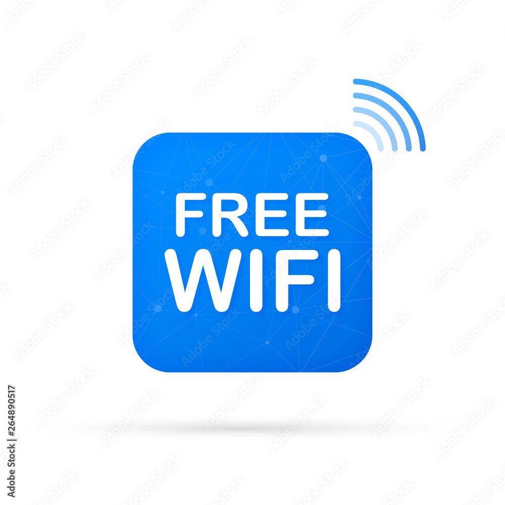 Canvas Prints Free wifi zone blue icon. Free wifi here sign concept. Vector illustration.