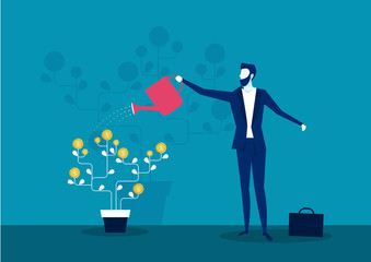 business watering money tree , investment finance, growth financial