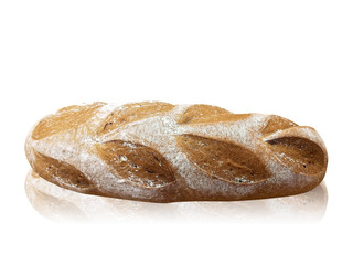 Top view of French bread isolate on white background and make with paths.