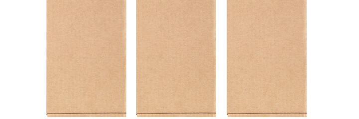 Cardboard boxes arranged in a row. Isolated on a white background.