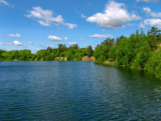 lake inside yuri gagarin park at chelyabinsk russia