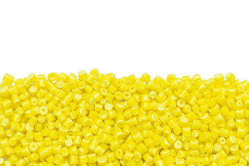 yellow plastic resin ( Masterbatch ) isolated on white background