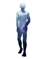 Obraz premium Human grey body standing pose, abstract watercolor painting hand drawing illustration design