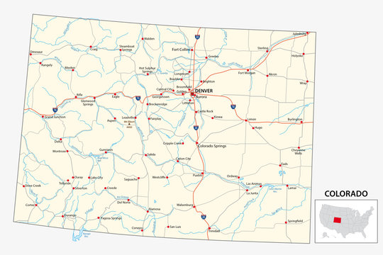 road map of the US American State of Colorado