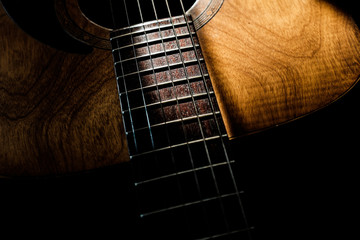 close up of acoustic guitar