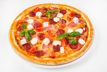 pizza on the white background