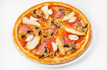 pizza on the white background