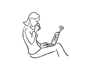Minimalist lady with laptop