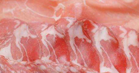 Salami, sliced ham and sausage