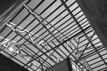 Fototapeta premium Structure of steel roof frame.