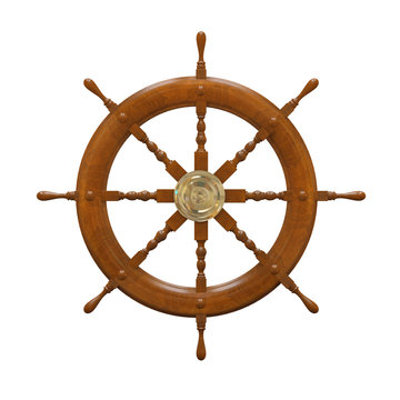 3d wooden ship steering wheel