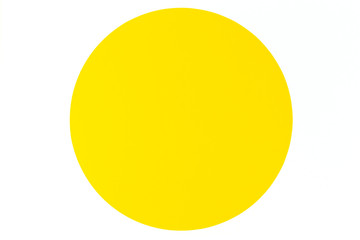 Abstract minimal color paper background. Yellow round circle on white background