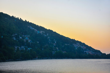 landscape with mountains and lake in Nainital Uttarakhand