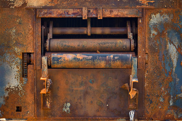Burned Down And Rusty Industrial Machine