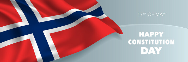 Norway happy constitution day vector banner, greeting card.
