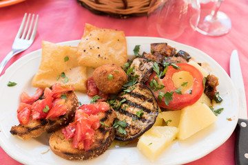 Plate with Sicilian specialties