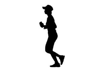 Fototapeta na wymiar Silhouette women run Exercise for Health At area Stadium Outdoors.