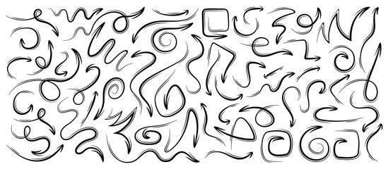 Arrows vector set isolated on white background. Design grunge sketch handmade. Abstract concept graphic element for computer games.