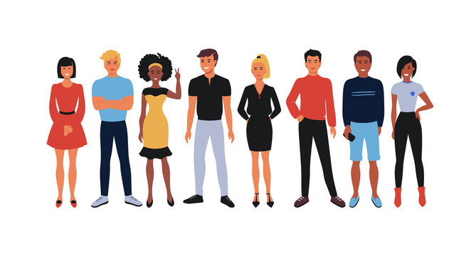 Cartoon employee team. Office workers group, happy young people smiling men and women standing together. Vector illustration team students and workers Stock Vector | Adobe Stock Cartoon employee team. Office workers group, happy young people smiling men and women standing together. Vector illustration team students and workers Stock Vector | Adobe Stock