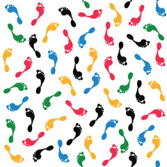 vector seamless pattern or texture with  realistic footprints, isolated on white background, in gray and white, as an analogy to a population growth and ecological problems