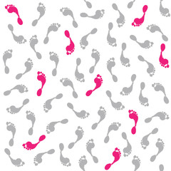 vector seamless pattern or texture with  realistic footprints, isolated on white background, in gray and white, as an analogy to a population growth and ecological problems