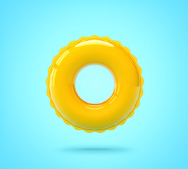 Yellow swimming ring on blue background, clipping path included