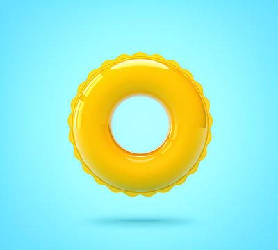 Yellow swimming ring on blue background, clipping path included