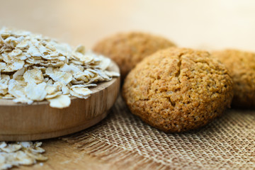 oatmeal cookies on wooden table