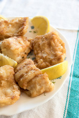 Breaded and fried Salted cod with lemon