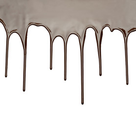 close up of melted chocolate or syrup on white background with clipping path