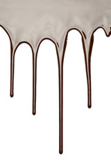 close up of melted chocolate or syrup on white background with clipping path
