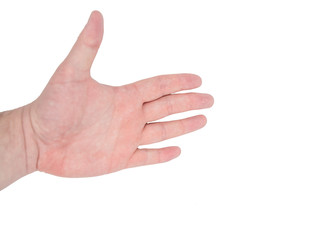 Hand on white background counting