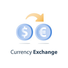 Dollar and euro coin, currency exchange, finance concept