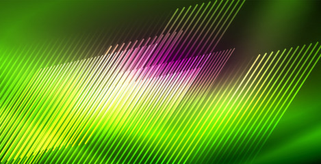 Neon glowing lines, magic energy space light concept, abstract background wallpaper design