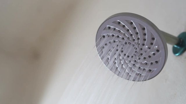 Turning off the water from shower head. Concept save water. Full HD MP4