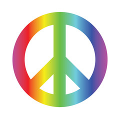 vector sign for peace, colored with rainbow gradient, as a symbol of love 