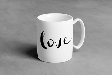 Mock up of a Ceramic mug on a concrete background